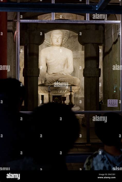 Buddha sculpture at Seokguram Grotto - Gyeongju, South Korea Stock ...