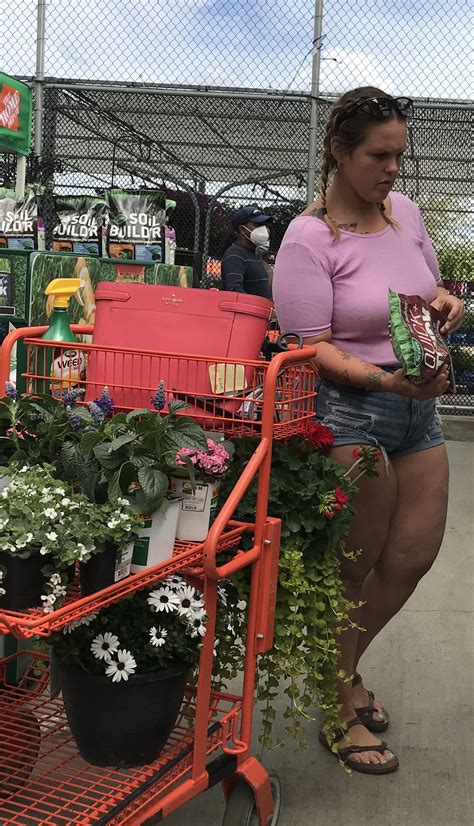 Pigtails Blonde Milf With Huge Curves In Home Depot Pt Short Shorts