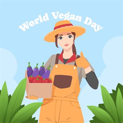 Premium Vector Flat World Vegan Day Illustration