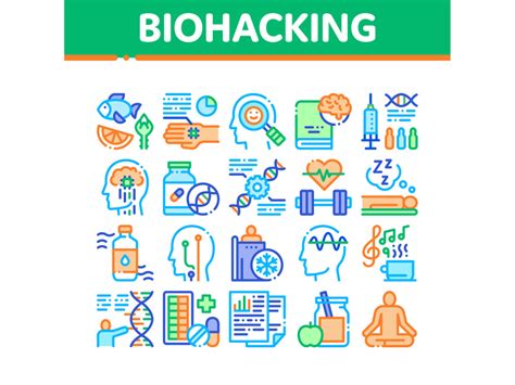 Biohacking Collection Elements Icons Set Vector By Epicpxls