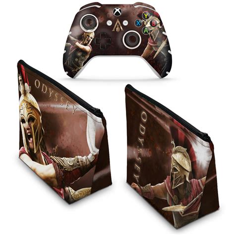 Kit Capa Case E Skin Xbox One Slim X Controle Assassins Creed Odyssey