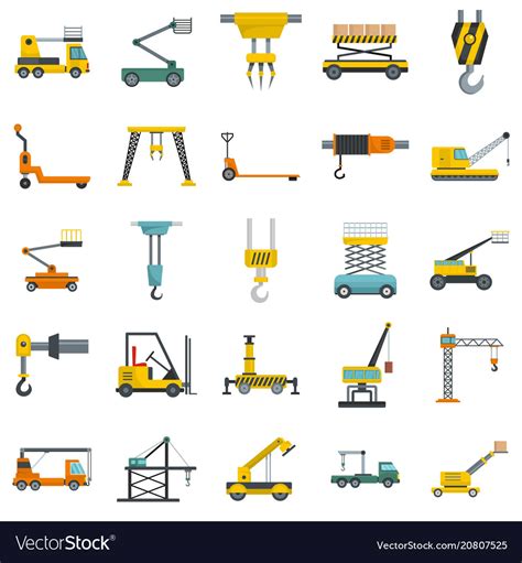 Lifting Machine Icons Set Isolated Royalty Free Vector Image