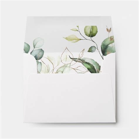 Elegant Gold Greenery Self Addressed Rsvp Envelope Zazzle