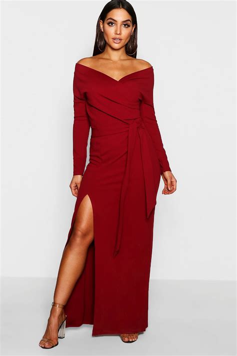 Off The Shoulder Split Maxi Bridesmaid Dress Maxi Bridesmaid Dresses Long Sleeve Maxi Dress