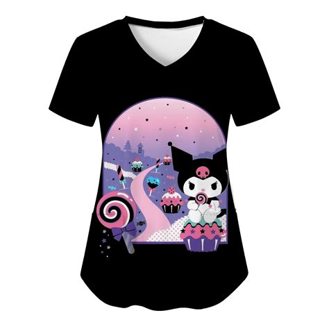 Hello Kitty Kuromi Sanrio Woman Clothing 3d Print T Shirt Pocket