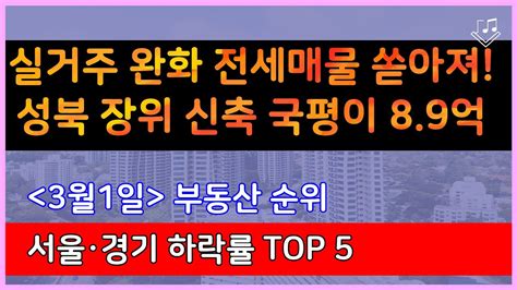 실거주 완화 전세매물 쏟아져 성북 장위 신축 국평이 89억이라고 31 서울 경기도 하락률 Top 5 Youtube