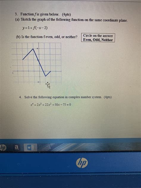 Solved 3 Function Fis Given Below 4pts A Sketch The