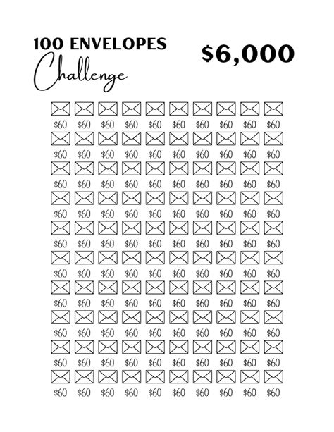 6k Saving Challenge L 100 Envelope Challenge For 6000 Savings Etsy