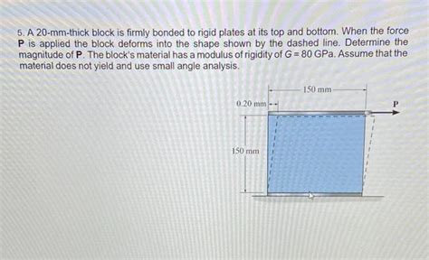 Solved 5 A 20 Mm Thick Block Is Firmly Bonded To Rigid