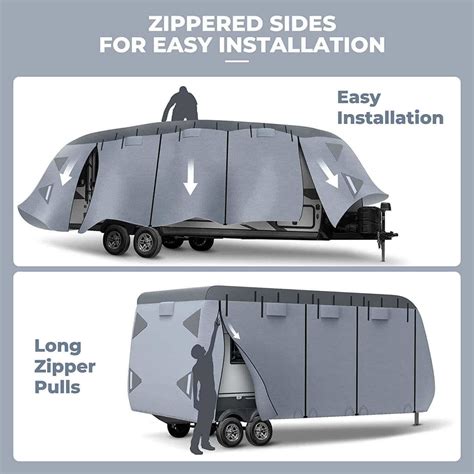 Rvmasking 7 Layers Top Rv Travel Trailer Cover With Zippered Sides Fit