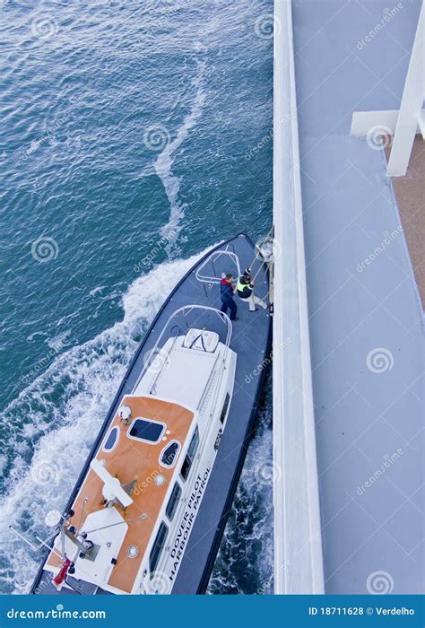 Harbour Pilot Climbing Onto Ship Pilot Tender Editorial Stock Photo