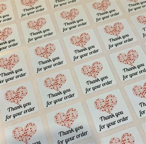 Thank You Stickers Square Business Stickers Labelsthank U Etsy