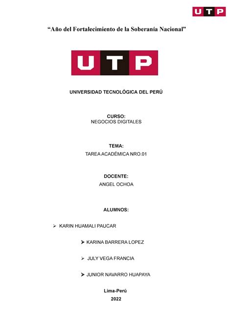 Grupo Ta Entrega De La Tarea Academica Universidad