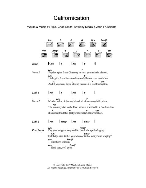 Red Hot Chili Peppers Guitar Chords