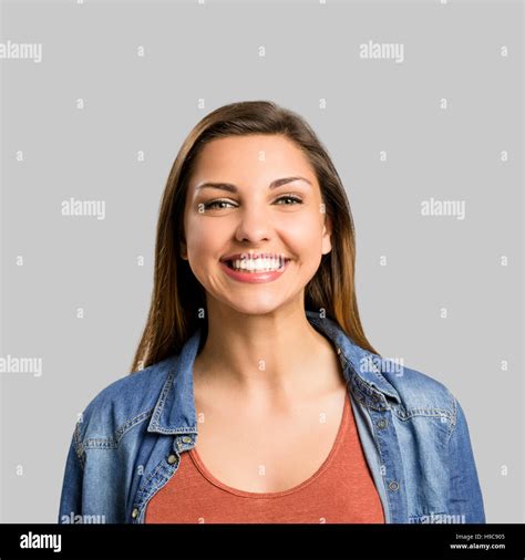 Portrait Of A Beautiful And Happy Woman Smiling Stock Photo Alamy