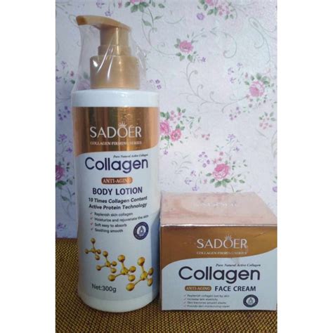 Sadoer Collagen Body Lotion 300g And Collagen Face Cream Anti Aging 100g