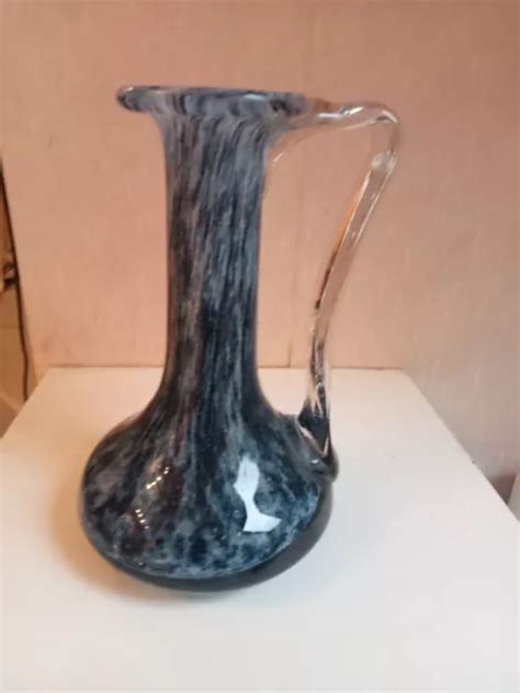 VASE EN PATE de verre bleu 1950 hauteur 24 cm diamètre du fond 15 cm