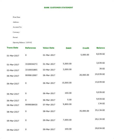 7 Loan Statement Templates Statement Template Bank Statement Word