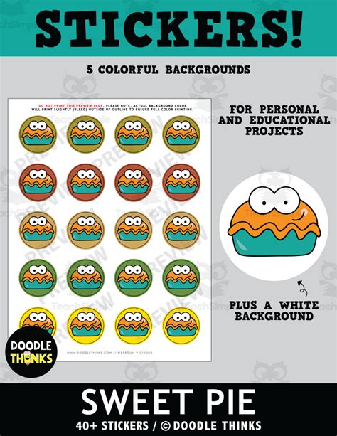 sweet pie sticker sheets fun stickers  teach simple
