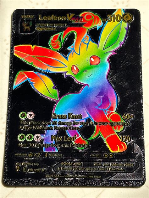 Pokemon Leafeon Vmax Black Gold Silver Metal Rainbow Foil Etsy