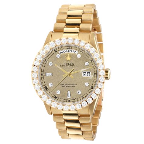 Gold Watch Rolex Day-Date 36mm 18K Gold Tone Printed Dial President ...