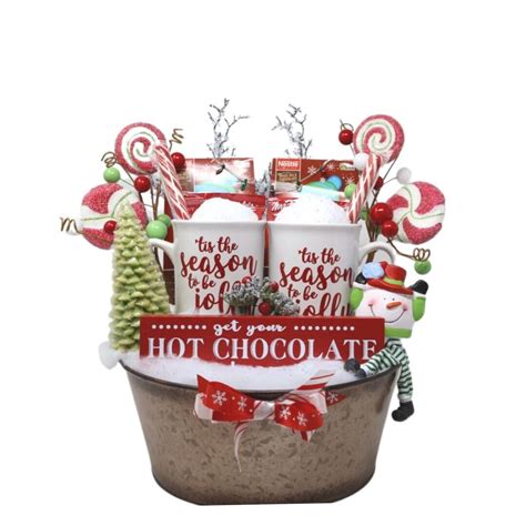 Snowman Hot Chocolate Mug Set In Tin Basket Etsy