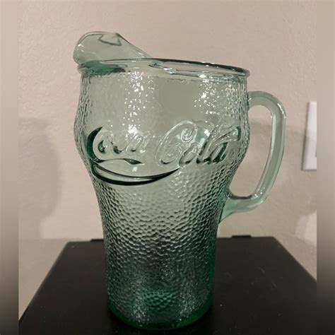 Coca Cola Kitchen Vintage Cocacola Green Pebbleglass Pitcher Coke