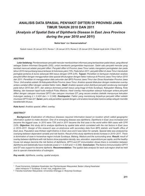 Pdf Analisis Data Spasial Penyakit Difteri Di Provinsi Jawa Dokumen