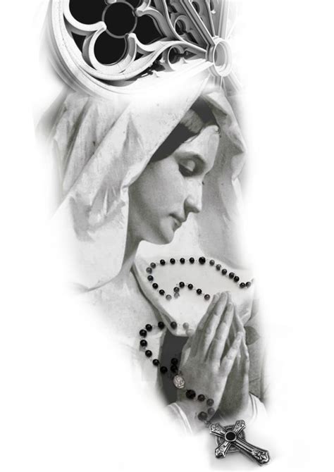 A Black And White Photo Of A Woman With Rosary