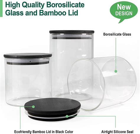 Urban Green Glass Jars With Black Lids Glass Food Storage Sets With Airtight Black Lids Glass