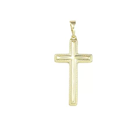 Dije Cruz Crucifijo Pulido Delgada Unisex Oro Laminado Meses Sin Inter S