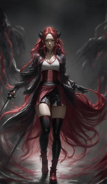 Premium AI Image | A warrior girl with red hair in a movie scene