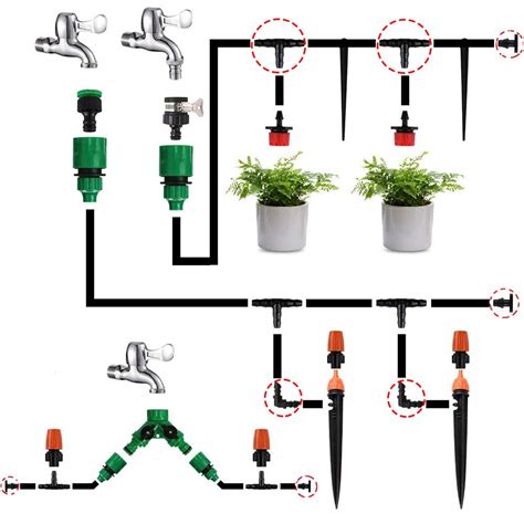 Kalolary Kit de 200 accesorios de riego conectores de púas de riego