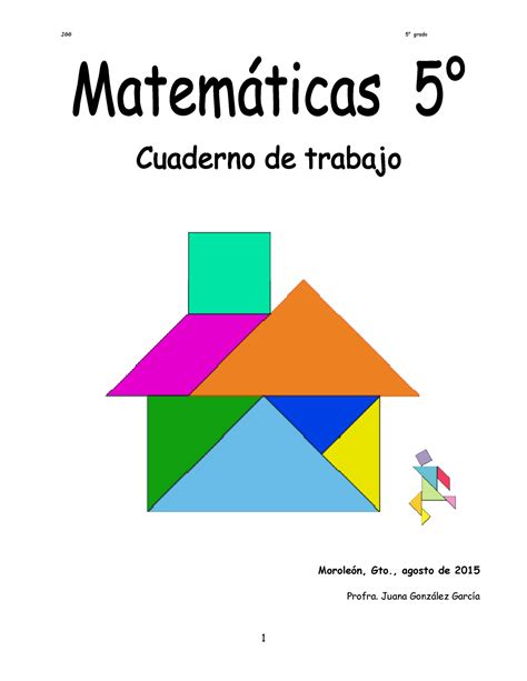 Cuaderno De Trabajo D Matem Ticos Grado Morole N Gto Agosto De