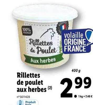 Promo Rillettes De Poulet Aux Herbes Chez Lidl Icatalogue Fr