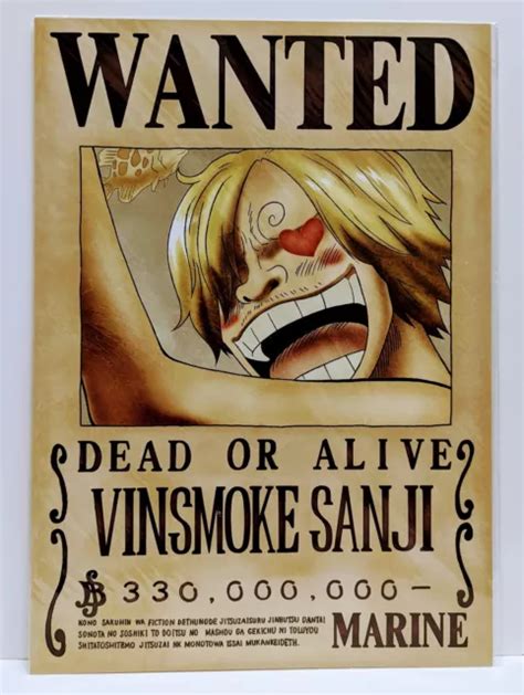 ONE PIECE WANTED Poster Sanji News Official Mugiwara Store Brand New F