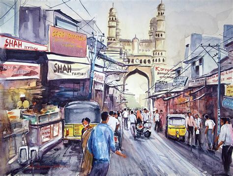 Laad Bazaar Hyderabad Painting By Mrutyunjaya Dash Fine Art America