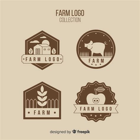 Colecci N De Logos De Granja En Dise O Plano Vector Gratis