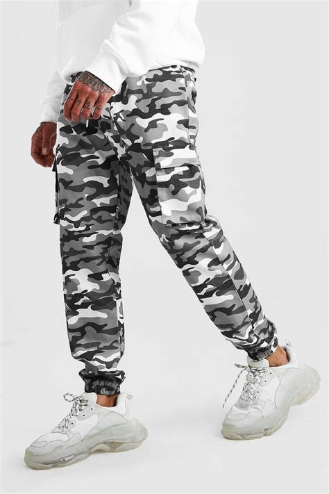 Elastic Waist Skinny Fit Camo Cargo Trouser Boohoo Uk