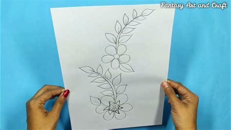 How To Draw Flowers And Butterfly Easy Pencil Sketch Flower Design