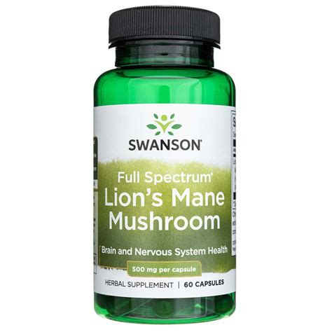 Swanson Full Spectrum Lion S Mane Mushroom 500 Mg 60 Capsules N Medpak