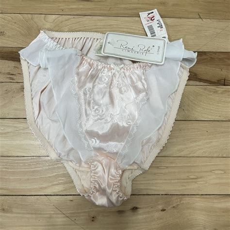 Vtg Rene Rofe Satin Lace Chiffon Embroidered Bikini High Cut Panties Sz Small 5 EBay