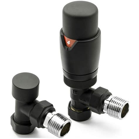 Reina Modal Black Trv Angled Radiator Valve Radiator Valves From Taps Uk