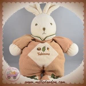 Takinou Doudou Lapin Blanc Nature Beige Gland Cm Boutique Pour