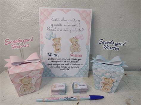 Kit Urna Chá Revelação Urso Aquarela Elo7 Produtos Especiais