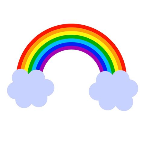 Arco Iris De Dibujos Animados Y Nubes En Estilo Plano Aislado Sobre