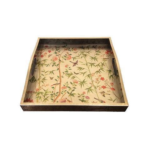 Caspari Wallpaper Square Tray, Gold | Gump's