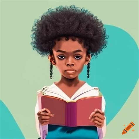 African American Student With Natural Hair Reading On Craiyon