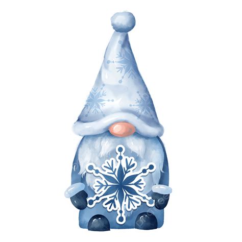 Winter Snowflake Gnome Dwarf Watercolor Gnome Winter Watercolor Png