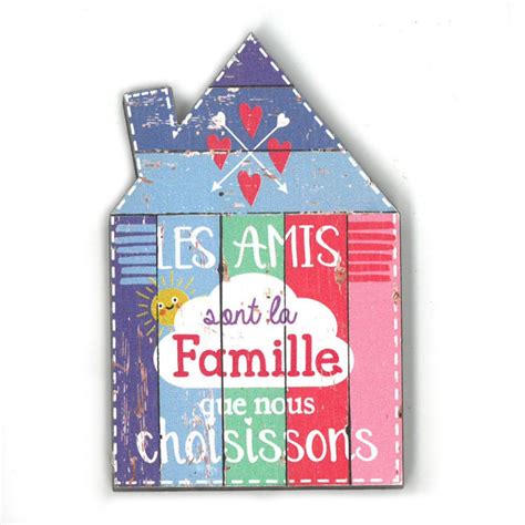 Magnet En Bois Maison Avec Citation Les Amis